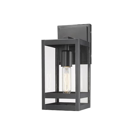 Nuri 1 Light Outdoor Wall Sconce, Black & Clear